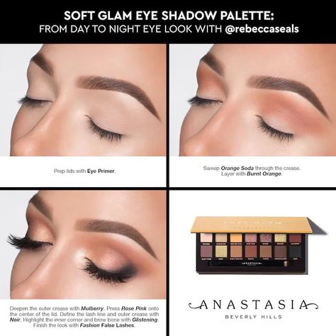 Anastasia soft glam eyeshadow palette Sephora Soft Glam Eyeshadow, Anastasia Makeup, Anastasia Beverly Hills Eyeshadow, Glam Eyeshadow, Soft Eye Makeup, Soft Glam Makeup, Eye Makeup Steps, Anastasia Beverly Hills Makeup, Soft Glam