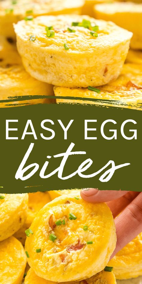 This Egg Bites recipe is the perfect easy make-ahead breakfast - even better than Starbucks egg bites & a healthy, low-carb meal prep recipe with 20 grams of protein and only one gram of carbs per serving. Soft and silky egg bites baked to perfection - no sous vide machine required! Recipe from thebusybaker.ca! #eggbites #eggbitesrecipe #starbuckseggbites #easybreakfast #lowcarbbreakfast #lowcarb #proteinbreakfast #healthybreakfast #starbucksbreakfast #eggrecipe #eggmuffins #ketobreakfast via @busybakerblog Small Bites For Breakfast, Egg Bites With Greek Yogurt, Egg Bites With Egg Whites, Egg Bake Bites, Egg Bites No Cheese, Simple Egg Bites, Fluffy Egg Bites Oven, Tim Hortons Egg Bites Recipe, Zero Point Egg Bites