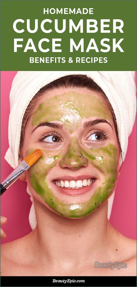 10 Best Homemade Cucumber Face Mask Recipes Cucumber For Skin, Cucumber Beauty, Cucumber Face, Coconut Oil Mask, Cucumber Mask, Cucumber Face Mask, Cucumber For Face, Mask Recipes, Turmeric Face Mask