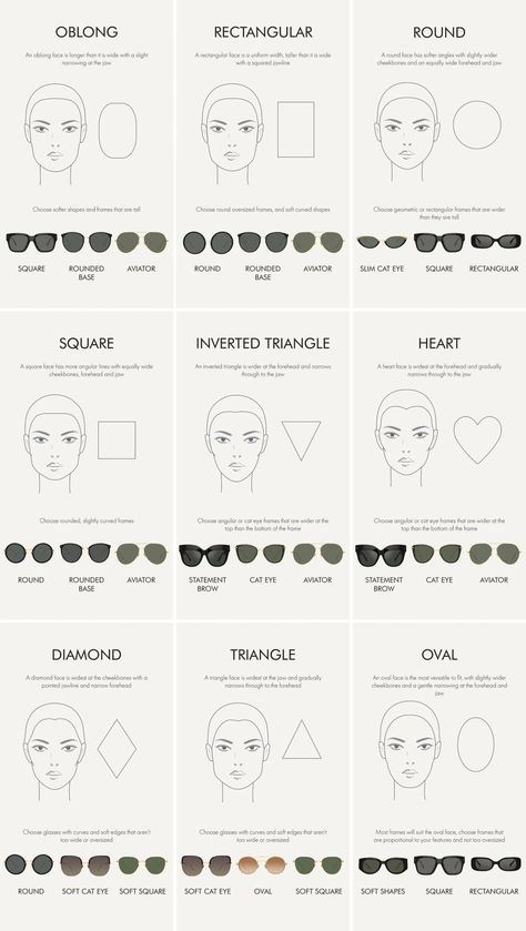 What Glasses Fit My Face Shape Women, Earrings For Oblong Face Shape, Sunglasses According To Face Shape, Sunglasses Shapes For Face, Glasses Frames For Diamond Face Shape, Glasses Oblong Face, Best Glasses For Diamond Face Shape, Face Shape Glasses Guide, Inverted Triangle Face Shape Glasses