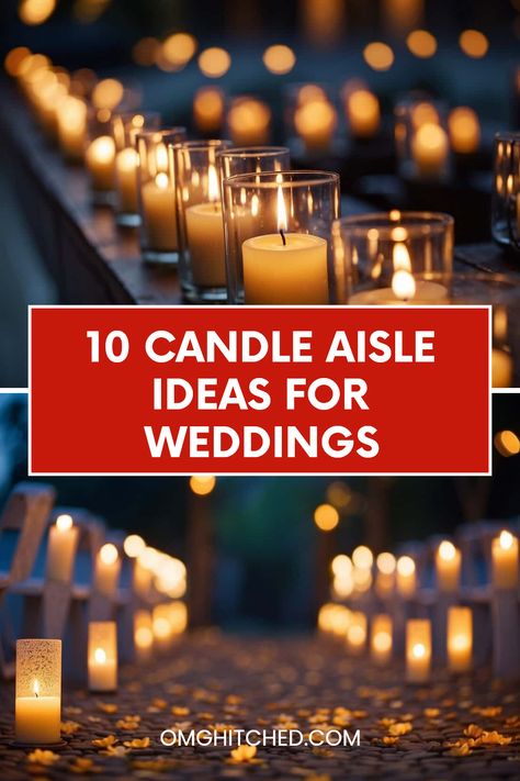 Looking to create a magical moment on your special day? Check out these 10 delightful wedding aisle candle ideas! Picture beautiful candles glowing softly along the pathway, guiding you to your dream wedding. From pairs of flickering lights to charming decorations with flower petals, these ideas will help set the perfect romantic mood. Each idea adds a magical touch that your guests will love. Save your favorites and get inspired for your celebration; let's make memories under the soft candlelight together! Candle Lined Aisle Wedding, Candle Ceremony Wedding, Candle Walkway, Candle Lit Wedding Reception Romantic, Wedding Isle Candles, Blended Family Wedding Ceremony, Outdoor Wedding Candles, Candle Aisle, Candle Isle