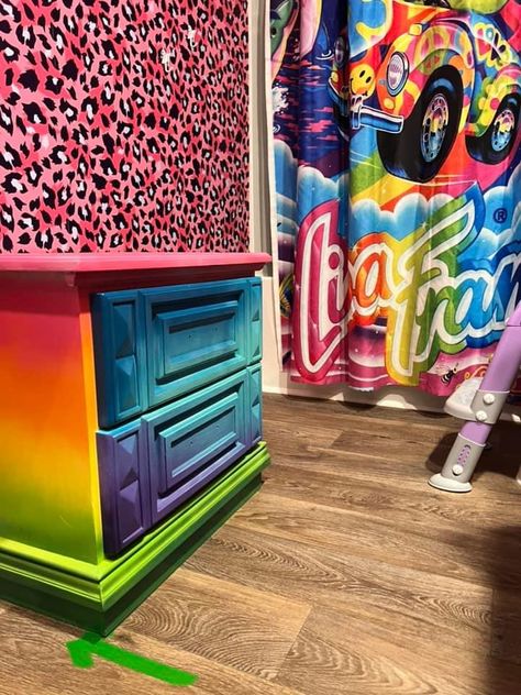 Lisa Frank bathroom Lisa Frank Bedroom, Lisa Frank Birthday Party, Scene Room, Girls Room Design, Lisa Frank, Funky Furniture, Refurbished Furniture, Girls Room, Diy Projects To Try