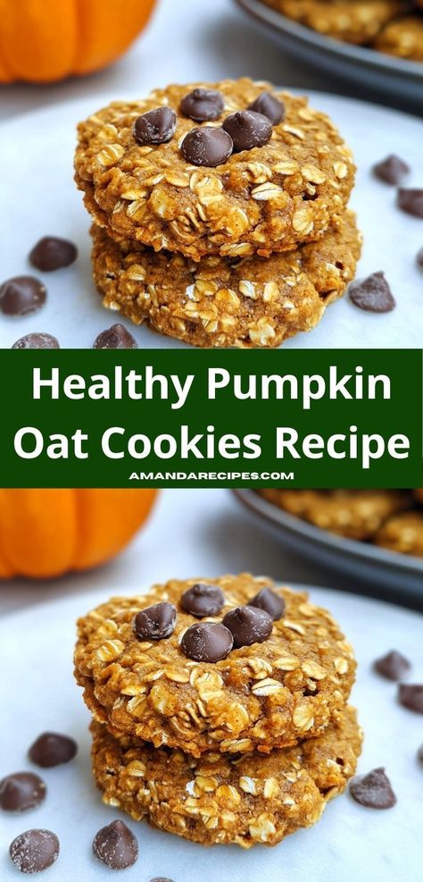 Looking for delicious cookies recipes? Try these Healthy Pumpkin Oat Cookies! An easy cookies recipe that's packed with nutritious pumpkin flavor. Perfect for dinner ideas, and also a healthy pumpkin dessert option for your family. Pumpkin Oat Cookies, Oat Cookies Recipe, Healthy Pumpkin Recipes, Healthy Pumpkin Dessert, Oat Cookie Recipe, Pumpkin Oats, Pumpkin Recipes Healthy, Pumpkin Recipes Easy, Dairy Free Chocolate Chips