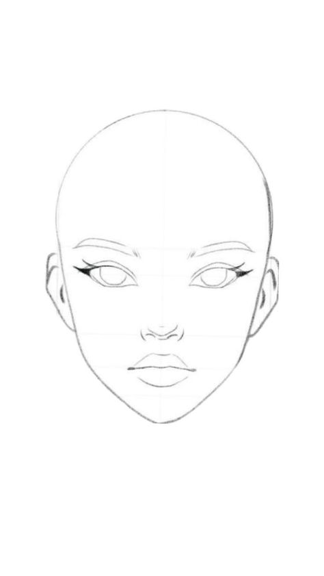 Heads Drawing Reference, Makeup Face Drawing, Womans Face Sketch, Head Template Drawing, Face Drawing Template, Base Body Drawing, Woman Face Sketch Simple, Drawing Ideas Face, Face Shape Drawing