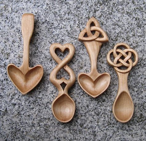 Celtic Knots and Welsh Spoons | Wooden Crosses Celtic Knot Wood Carving, Celtic Wood Carving, Welsh Spoons, St Dwynwen, Spoon Decor, Welsh Culture, Wooden Spoon Carving, Welsh Love Spoons, Hand Carved Wooden Spoons