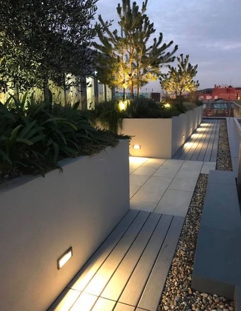 Roof Garden Lighting Design, Roof Terrace Lighting Ideas, Rooftop Garden Lighting, Rooftop Terrace Lighting, Rooftop Lighting Ideas, Terrace Lighting Ideas, Roof Garden Hotel, Terrace Lighting, Rooftop Lighting