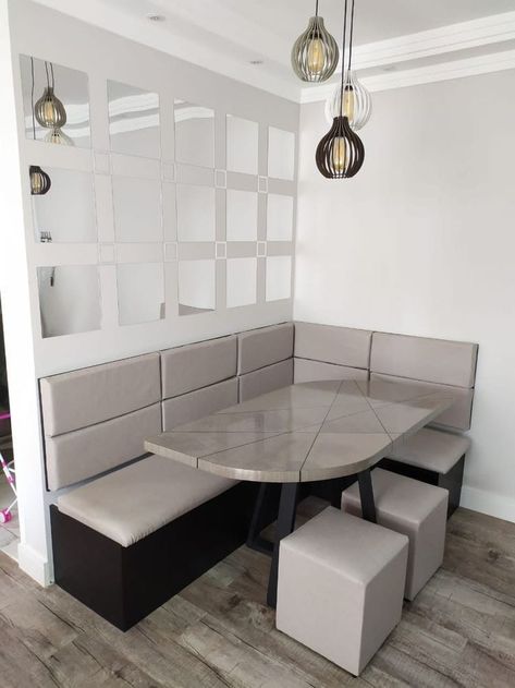 Modern Banquette Seating In Kitchen, Corner Seating Kitchen, Modern Wall Decor Ideas, Corner Dining Table, Urban Interior Design, Coastal Interior Design, Banquette Seating In Kitchen, Garden Nails, Dining Room Bench Seating