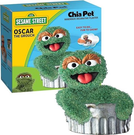 Amazon.com: Chia Pet Oscar The Grouch with Seed Pack, Decorative Pottery Planter, Easy to Do and Fun to Grow, Novelty Gift, Perfect for Any Occasion : Toys & Games Oscar Viewing Party, Chia Pet, Oscar The Grouch, Seed Pack, Unique Pottery, Decorative Planters, Pottery Planters, Seed Packets, Decorative Pottery