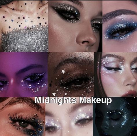 Taylor Swift Concert Makeup Looks, Midnights Makeup, Taylor Swift Eyes, Midnight Hair, Taylor Swift Makeup, Shadow Ideas, Eras Outfits, Swift Party, Concert Makeup