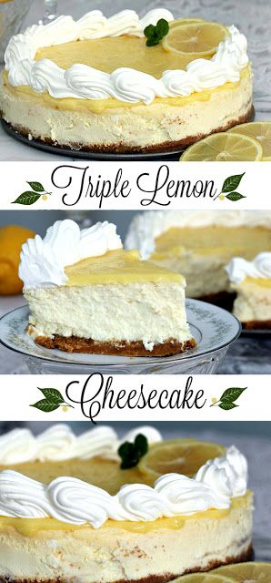 Triple Lemon Cheesecake, Homemade Lemon Cheesecake, Lemon Cheesecake With Lemon Curd, Lemon Curd Cheesecake, Cheesecake Lemon, Grateful Prayer, Savory Cakes, Dessert Oreo, Lemon Dessert Recipes