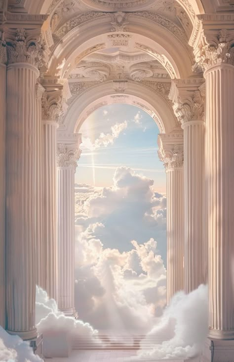 Ethereal Heavenly Aesthetic, Heavenly Background Aesthetic, Heaven Graphic Design, Instagram Profile Background, Heaven Background Aesthetic, Heavenly Landscape, Arch Aesthetic, Heavenly Background, Aesthetic Clouds Wallpaper