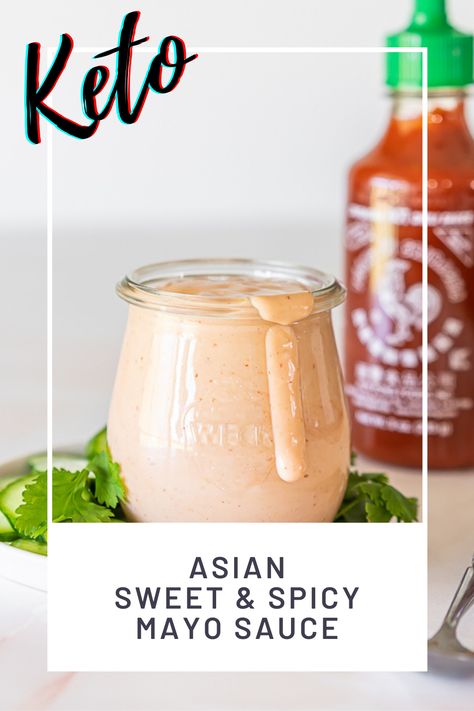 This Keto Asian Sweet & Spicy Mayo Sauce Recipe is one of the most flavorful ways to kick up any dish! We enjoy this sugar-free yum yum sauce as a dip for vegetables, sauce for meats, Keto Spicy Tuna Poke Bowls and for dressing my Easy Crab Kani Salad! Spicy Mayo Salad Dressing, Dressing For Poke Bowl, Poke Bowl Mayo Sauce, Sweet Mayo Sauce For Sushi, Sweet Mayo Sauce, Poke Bowl Recipe Sauce, Poke Dressing Recipe, Asian Mayo Sauce, Pike Bowl Recipe