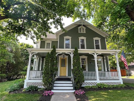 1900 Victorian For Sale in Cherry Valley, New York - OldHouses.com 1902 House Interior, Old Victorian House Exterior, 1910s House Exterior, 1900s Home Exterior, 1900 Victorian Homes Exterior, Victorian House Exterior Paint Colors, 1900 House Exterior, Houses From 1800s, Queen Anne Cottage Exterior