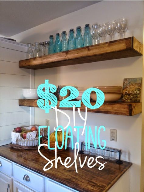 Our Secondhand House: DIY Floating Shelves Tutorial for $20 each! (Original Post by On Bliss Street) ~ shared at Brag About It link party on VMG206 (Mondays at Midnight). #BragAboutIt #VMG206 Diy Floating Shelves, Fixer Upper Inspired, Diy Tumblr, Floating Shelves Diy, Room Shelves, Laundry Room Storage, Estantes Flotantes, Diy Shelves, Basement Remodeling