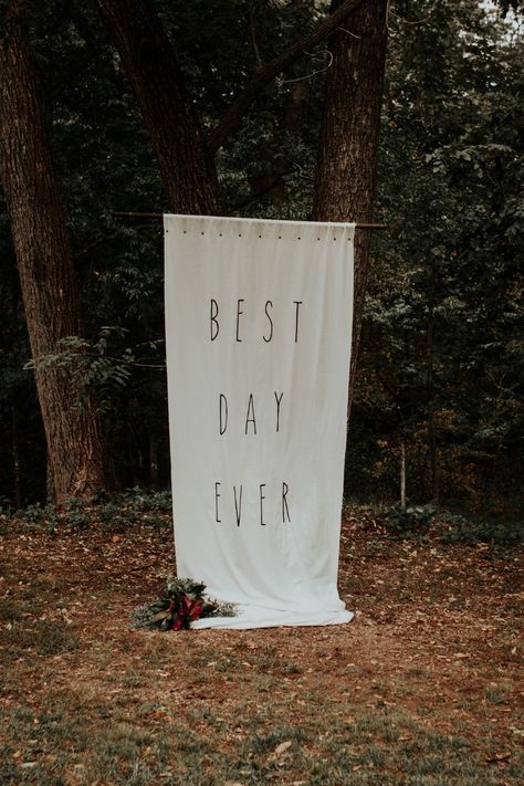 Best Day Ever Sign Wedding, Wedding Burgers, Wedding Rental Ideas, Wedding Booth, Outdoor Chapel, Best Day Ever Wedding, Wedding Banners, Cloth Banners, Low Budget Wedding