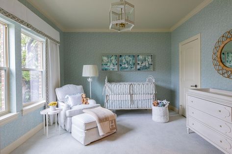 Nursery White Furniture, Blue White Nursery, Light Blue Nursery, Nursery Design Neutral, Kid Rooms, Nursery Room Design, Boys Nursery, White Nursery, Beautiful Nursery