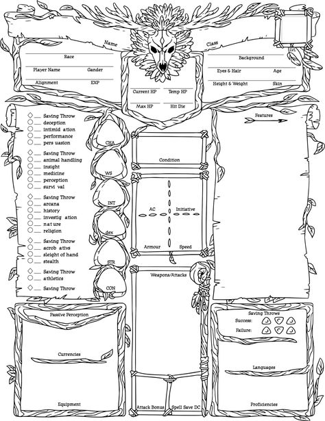 Embark on a magical journey with our Mystical Grove Editable Druid Character Sheet, tailor-made for DnD 5e enthusiasts who revel in the wonders of nature. This PDF download features four enchanting character sheets, each measuring 8.5x11 inches, designed to elevate your gaming experience. Immerse yourself in the captivating beauty of our forest-themed character sheet, set against a lush green backdrop. It's not just a character sheet; it's a portal to a world where creativity flows freely. With Druid Character Sheet, Dungeons And Dragons Druid, Character Creation Sheet, Druid Dungeons And Dragons, Dnd Shenanigans, Druid Character, Character Sheet Writing, Dnd Journal, Dnd 5