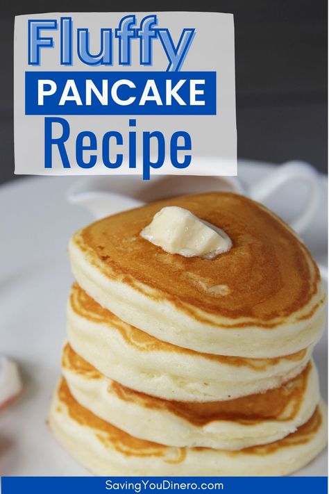 A stack of fluffy, golden-brown pancakes made from scratch, topped with a pat of butter, perfect for a homemade breakfast using simple pantry items. The Best Fluffy Pancakes, Pancake Mix For Pantry, Diy Pancake Batter, Fluffiest Pancake Recipe, Homemade Frozen Pancakes, Puffy Pancakes Japanese, Home Made Pancake Batter, Old Fashioned Pancakes From Scratch, Denny’s Pancake Recipe