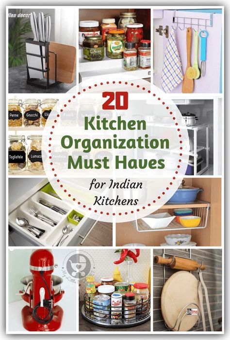 Is your kitchen overcrowded and spilling over with pots, pans and all sorts of cooking gadgets? Control the mess with these kitchen organization must haves! Mandir Ideas, Kitchen Organiser, Modern Outdoor Kitchen, Daily Ideas, Kitchen Modular, Pooja Mandir, House Items, Pantry Ideas, Kitchen Organisation