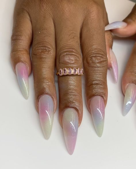 “Watercolor Nails," Chrome Tips & More Bold Manicures Geminis Will Love Nail Art Ideas, Spring Gel Nails, Nail Desi, Water Color Nails, Gemini Season, Gothic Nails, Unique Acrylic Nails, Vacation Nails, Luxury Nails