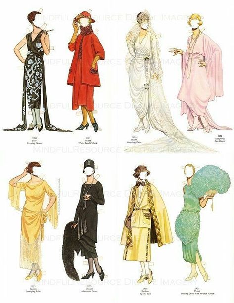 Fashion Paper Dolls, Flapper 1920s, Dolls Printable, 1920s Fashion Women, Marlene Hose, Patron Vintage, Dolls Art, Paper Doll Dress, 1920 Fashion