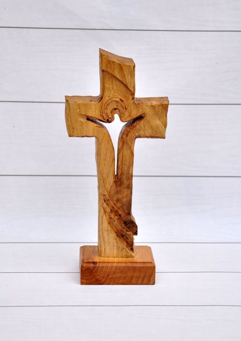 Wooden Crucifix, Vintage Wood Cross , Easter Decor, Religious Sculpture, gift idea Wood Wall Cross, Wooden Words, Natural Structures, Wall Cross, Wood Cross, Christian Symbols, Wood Crosses, Wooden Cross, Wall Crosses