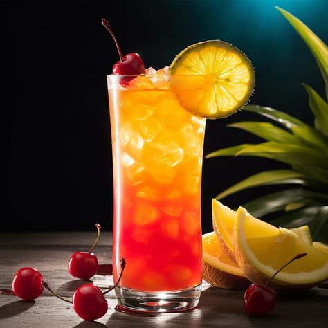 Photo sunrise elixir tequila cocktail wi... | Premium Photo #Freepik #photo Grenadine Cocktail, Tequila Sunrise Cocktail, Tart Flavors, Drink Making, Sunrise Cocktail, Tequila Cocktail, Ripe Pineapple, Perfect Sunset, Koh Chang