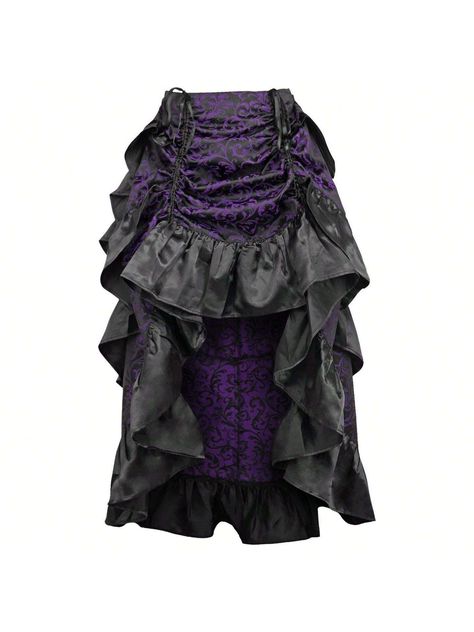 Elastic Waistband Adjustable length using drawstring underneath the skirt Perfect for Pirate, Steampunk, Cosplay and Showgirl styles Regular fits 25" - 30" waist; Curvy fits 32" - 36" waist; Queen fits 38" - 44" waistDaisy Corsets Purple/Black Brocade Adjustable High Low Bustle Skirt Multicolor Casual    Colorblock Asymmetrical   Women Clothing, size features are:Bust: ,Length: ,Sleeve Length: Purple Pirate, Pirate Cosplay, Pirate Outfit, Alt Clothes, Bustle Skirt, Jane Clothing, Steampunk Cosplay, Purple Outfits, Costume Collection