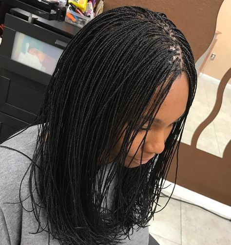 Mid-Length Lob Micro Braids Tiny Braids, Micro Braids Styles, Invisible Braids, Plait Styles, Micro Braids Hairstyles, Bob Braids Hairstyles, Hair Transition, Bob Braids, Long Box Braids