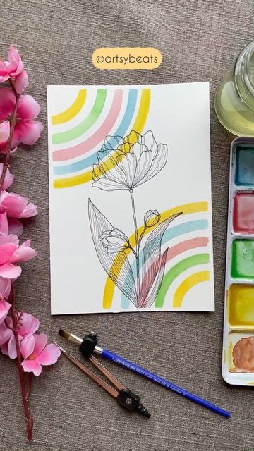 Simple Boho Painting, Doodles Mandala, Realistic Flower Drawing, Doodle A Day, Simple Art Designs, Basic Sketching, Canvas Art Painting Abstract, Doodle A, Colorful Canvas Art