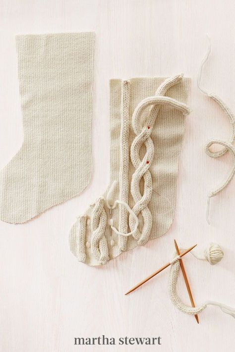 Knitting a pair of socks for a friend, a new baby, or Santa is quite simple. If you can knit in the round, you already know everything you need to know to get started. Embellish hand-knit stockings with snowflakes, a tree, or a reindeer motif. #marthastewart #christmas #diychristmas #diy #diycrafts #crafts Straw Wreaths, Knit Stocking, Unique Christmas Stockings, Burlap Stockings, Wool Stockings, Traditions Around The World, Stocking Designs, Crochet Christmas Stocking, Felt Stocking