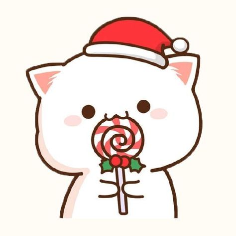 Cute Mochi Cats 💛|| Cute Wallpapers Kawaii Christmas Doodles, Couple Profile Pic, Mochi Cats, Gif Kawaii, Chibi Christmas, Couples Pfp, Pfp Christmas, Lollipop Christmas, Christmas Pfps