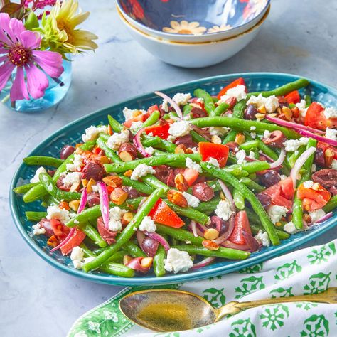 Baked Bean Recipe, Green Bean Salad Recipes, Thanksgiving Side Dishes Healthy, Green Bean Salad, Bean Salad Recipe, Three Bean Salad, Easter Side Dishes, Bean Recipe, Cooking Green Beans