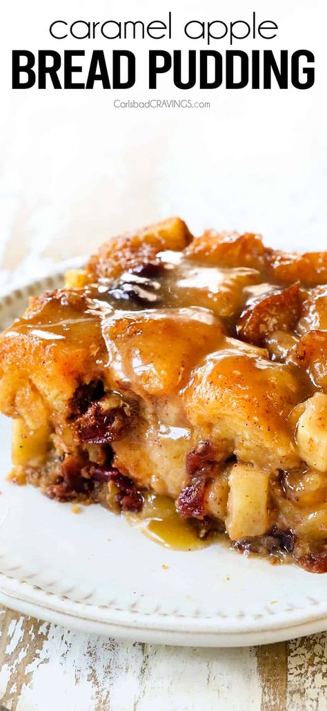 Carmel Apple Bread Pudding Recipe, Bread Pudding Recipe Apple, Caramel Apple Bread Pudding Recipe, Apple Walnut Bread Pudding, Bread Pudding Christmas, Apple Bread Pudding With Caramel Sauce, Bread Pudding Thanksgiving, Bread Pudding With Apples Recipe, Cranberry Bread Pudding Recipe