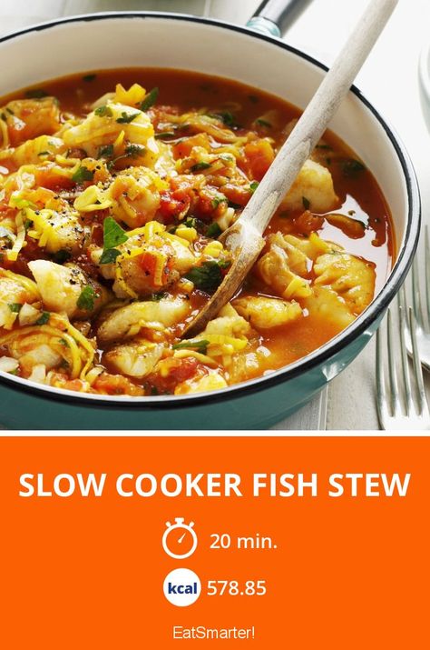 Crockpot Fish Stew, Fish Slow Cooker Recipes, Fish Crockpot Recipes, Crockpot Fish Recipes, Slow Cooker Fish, Slow Cooker Fish Recipes, Stock Pot Recipes, Slow Cooker Seafood, Mediterranean Fish Stew