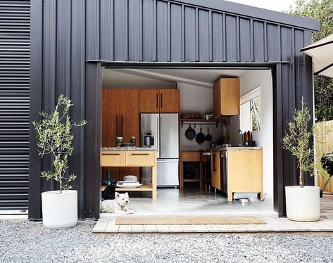 People are taking she-sheds to the next level with shomes, sheds or pole barns converted into homes. #sheddesigns Converted Shed, Maple Floors, Shed Home, New Zealand Houses, Sight Unseen, Shed Homes, Barn Style House, Shed Design, Big Design