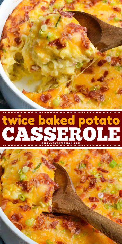 Put this potato bake on your Easter dinner ideas! This Easter side dish recipe is sure to be a hit with family and friends. Creamy, cheesy, and delicious, this easy twice baked potato casserole is the BEST. Pin this for later! Loaded Potato Casserole Recipes, Baked Potatoe Ideas Dinners, Potato Casseroles For Brunch, Side Dish For Dinner, Easter Meals Ideas Dinners Families, Easy Easter Recipes Dinner, Easter Recipes Ideas Dinner Sides, Easter Casseroles, Easter Dinner Sides Dishes