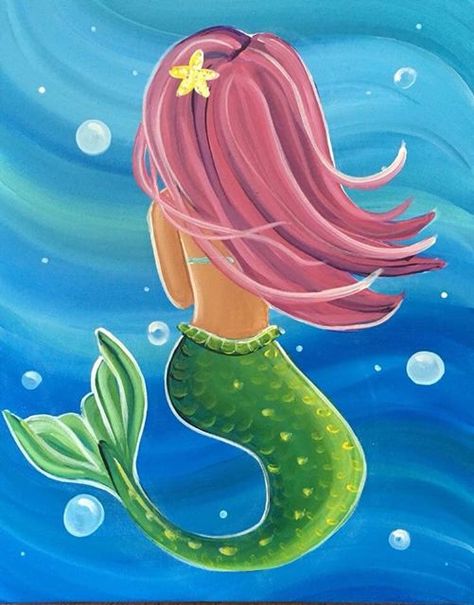 Mermaid Painting Easy, Mermaid Paintings, Painting Mermaid, Mermaid Canvas, Mini Toile, Kids Canvas Art, Mermaid Artwork, Paintings Canvas, Mermaid Drawings