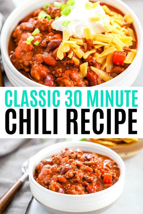 Easy Fast Chili Recipe, Super Easy Chili Recipe, 30 Min Chili, Fast And Easy Chili Recipe, Quick And Easy Chilli Recipe, Chili Recipe No Tomato Sauce, Easy Chilli Recipe Stovetop, Microwave Chili Recipe, Quick Chili Recipe Stovetop