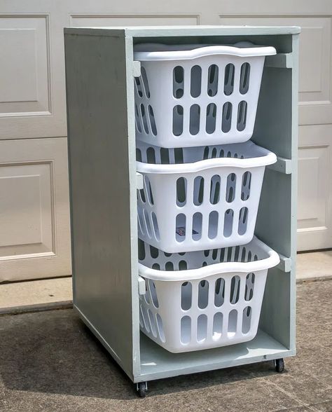 Laundry Basket Dresser - Infarrantly Creative Basket Dresser, Laundry Basket Dresser, Laundry Basket Holder, Laundry Room Baskets, Diy Laundry Basket, Rolling Laundry Basket, Laundry Basket Storage, Small Laundry Room Organization, Room Storage Diy