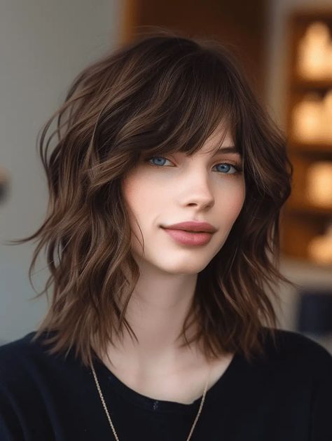 The Shag Haircut, Shag Haircut Ideas, Medium Shaggy Hairstyles, Shaggy Long Hair, Medium Shag Haircuts, Fresh Haircut, Short Shag Hairstyles, Bob Hairstyles With Bangs, Medium Curly Hair Styles