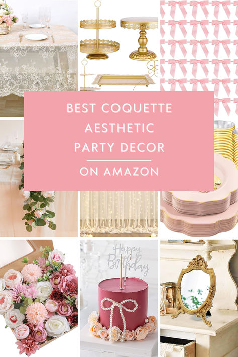 Amazon Party Decorations, Coquette Backdrop Party, Croquette Party Decor, Bridal Shower Coquette, Easy Diy Bridal Shower Decor, Coquette Wedding Decor, Coquette Bridal Party, Coquette Party Favors, Coquette Bachelorette Party