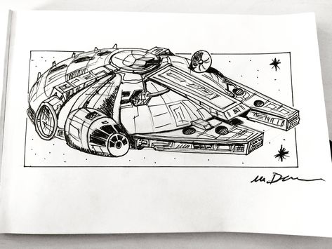 Millennium falcon #starwars #millenniumfalcon Millenium Falcon Drawing, Millenium Falcon Painting, Falcon Painting, Falcon Drawing, Tattoo Apprenticeship, Millenium Falcon, Millennium Falcon, Star Wars, Tattoos