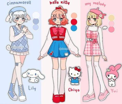 Sanrio Outfits Drawing, Comfy Clothes Drawing, Anime Outfit Inspired, Cute Outfits Drawings Kawaii, Kawaii Outfits Drawing, Drawing Anime Clothes, Cute Kawaii Drawings, Cartoon Outfits, Fashion Design Drawings