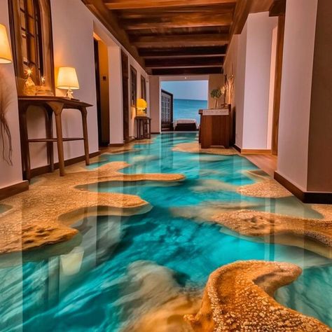 Resin Floor Ideas, Oceanside Restaurant, Castle Furniture, Epoxy 3d, Epoxy Board, New House Construction, Epoxy Floor Designs, Custom Pool Tables, Tiny Mobile House