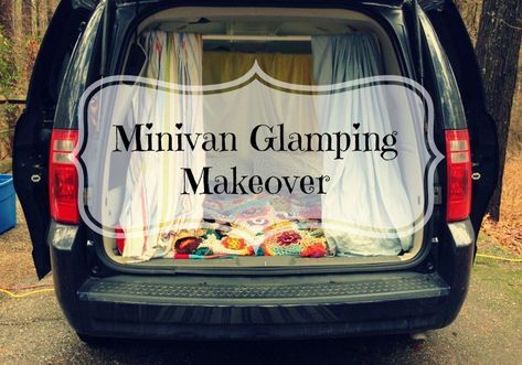 Glamping doesn’t have to be a big extravaganza. Glamping can just be throwing some pretty things from home in the back of the minivan and heading out. Minivan Camper Conversion, Auto Camping, Minivan Camping, Suv Camping, Car House, Van Living, Travel Van, Cool Vans, Campervan Conversions