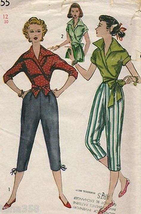 1950s capri-pants patterns  1950's Vintage Fashion Inspiration For Vintage Expert Kate Beavis, blogger, writer and speaker on homes, fashion, weddings and lifestyle. #1950sfashion #fiftiesfashion #1950s #vintage #vintagefashion #fifties #1950svintagefashion #retrofashion #retro #katebeavis #vintageexpert 1950s Style Outfits, 40s Mode, 50s Womens Fashion, 1950 Style, 1950s Vintage Fashion, 1950s Fashion Women, 50s Women, Patron Vintage, 1950’s Fashion