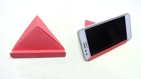 Paper Phone Stand, Mobil Origami, Origami Phone, Diy Cell Phone Stand, Pc Stand, Origami Cards, Paper Mobile, Folding Paper, Folding Origami