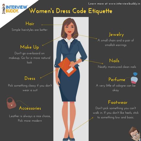 Dress Etiquette, Dress Code Guide, Interview Hairstyles, Business Dress Code, Party Dress Codes, Model Tips, Job Interview Outfit, Interview Dress, Interview Attire