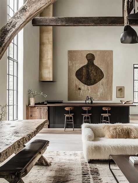 Minimalist Meets Western Gothic Industrial Western Decor, Western Gothic Interior, Gothic Home Design, Dark Cowgirl Aesthetic, Gothic Chic Decor, Modern Gothic House, Western Interior Design, Gothic Interior Design, Western Style Interior